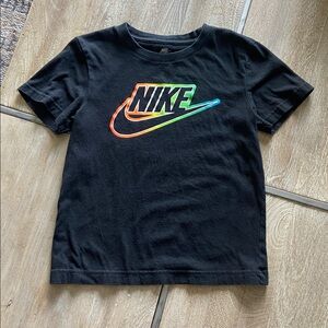 Nike Black Tee with Multicolor Swoosh